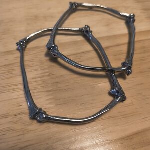 Martha Rotten Pewter Bone Bangle Bracelets, set of 2
